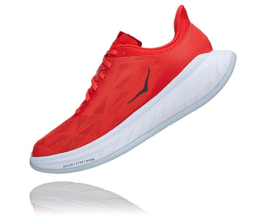 Hoka One One Hardloopschoenen Heren - Carbon X 2 - Rood/Wit - OI4329057